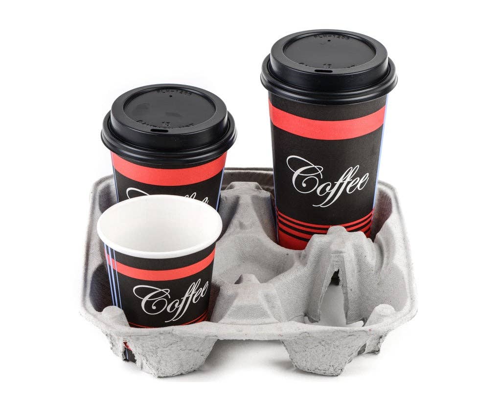 EcoQuality - Wholesale Disposable Servingware Set - 4 Cup Drink Carrier Tray Biodegradable Pulp Fiber - Recycled4