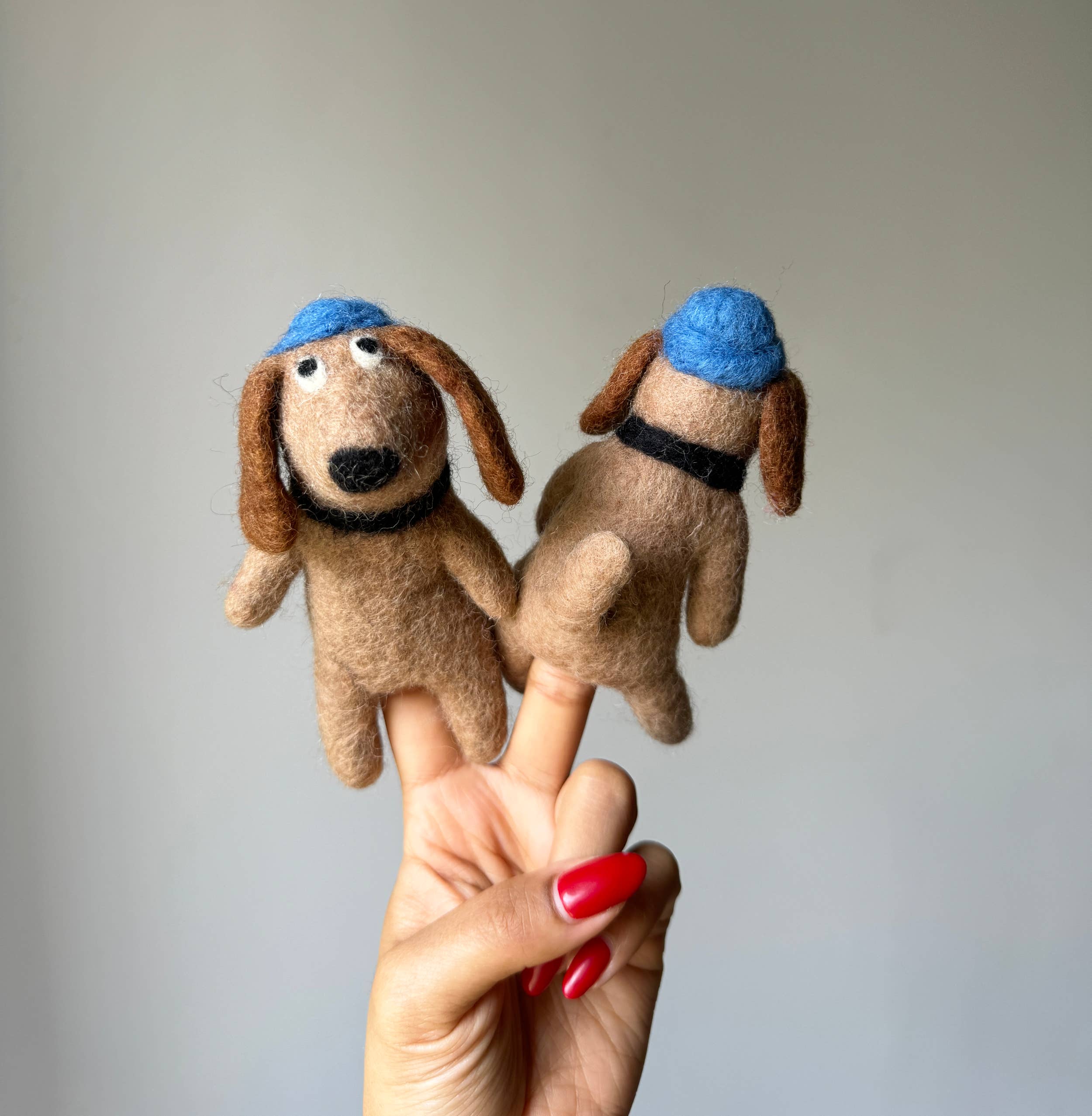 Everest Pet Supply & Gifts - Wholesale Finger Puppet - Kids & Baby - Dog Cap Finger Puppet, Handmade, Needle Felted, 100% Wool