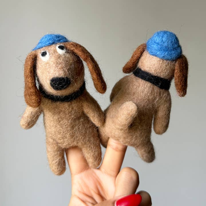 Dog Cap Finger Puppet, Handmade, Needle Felted, 100% Wool for wholesale by Everest Pet Supply & Gifts