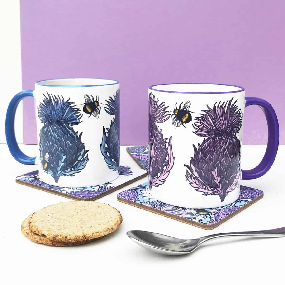 Gillian Kyle - Wholesale Coffee Mug - Scottish Thistle Chunky Mug - lilac1
