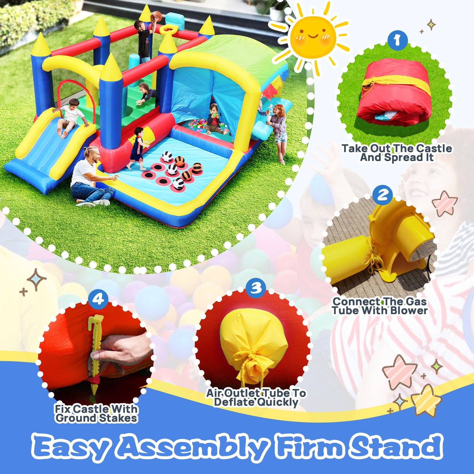 39F Inc. - Wholesale Inflatables - 7 in 1 Inflatable Bouncy House Castle with Ball Pit for Kids6