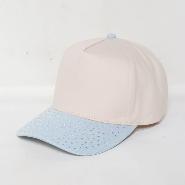 David And Young - Wholesale Baseball Cap - Women's - Bling Denim Two Tone 5 Panel Baseball Cap