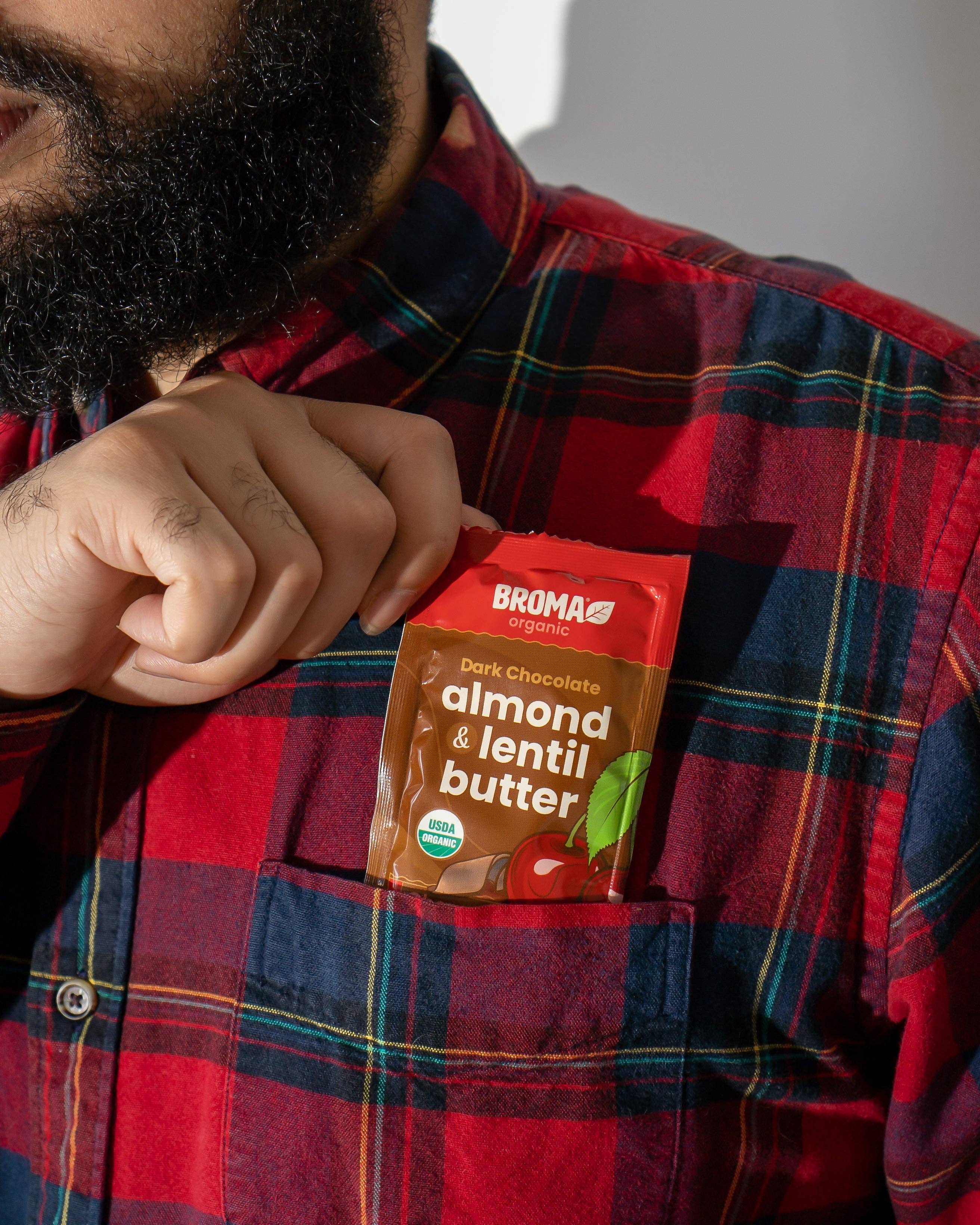 Broma - Wholesale Nut Butter - Broma Dark Chocolate Cherry Almond + Lentil Butter Sachet2