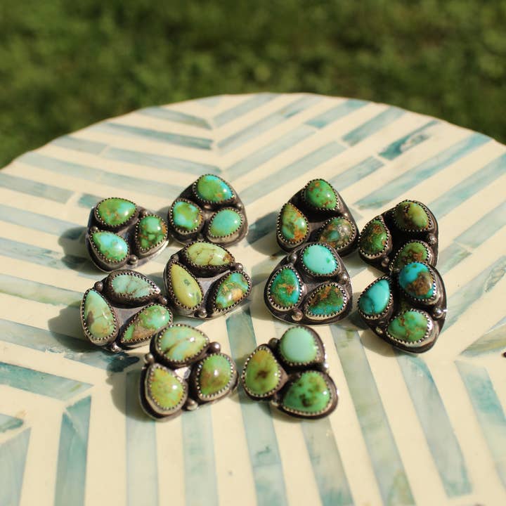 Sonoran Turquoise Cluster Earrings for wholesale by Golden Creek Silver