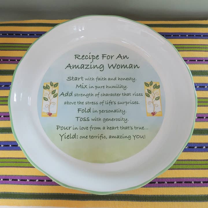 Abbey + CA Gift - Wholesale Serving Plate - Amazing Woman Green Pie Plate3