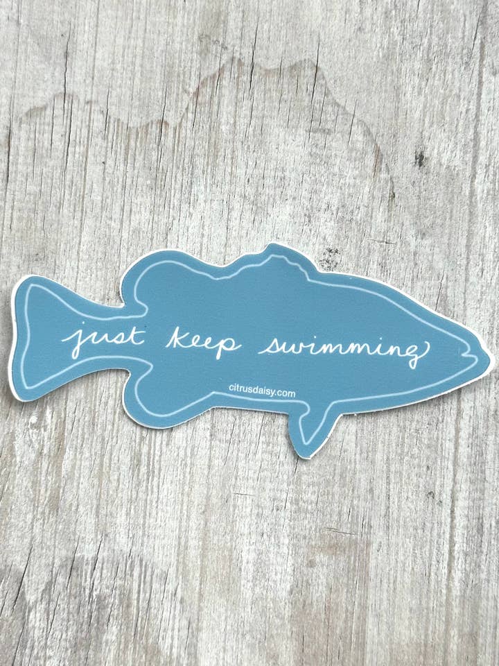 Coastal Just Keep Swimming Sticker for wholesale by Citrus Daisy