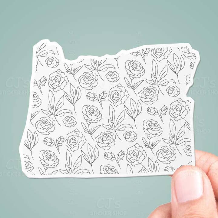 Autocollant en vinyle à motif floral Oregon pour la vente par CJ's Sticker Shop