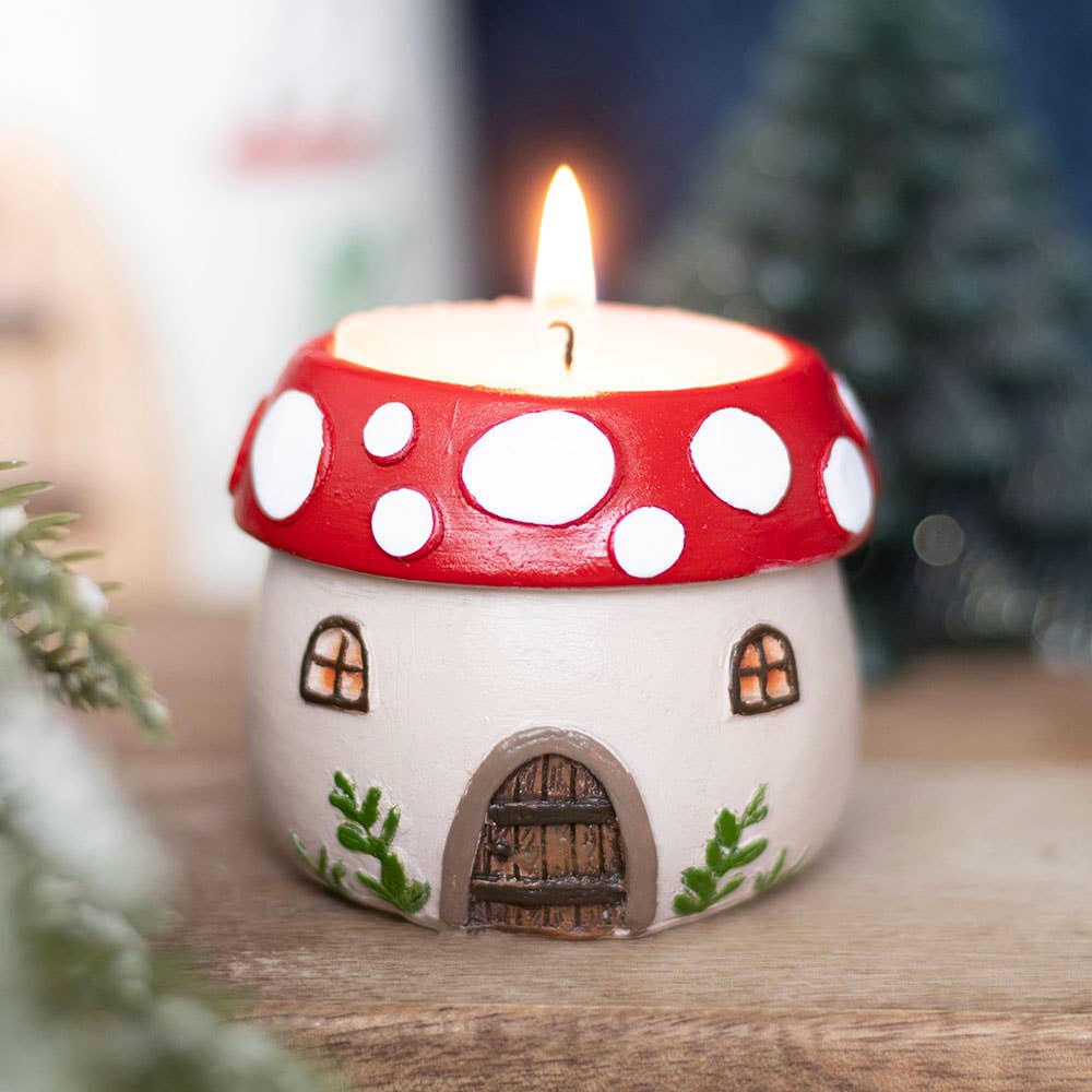 Something Different Wholesale - Wholesale Candle Holder - Mushroom House Resin Tealight Holder