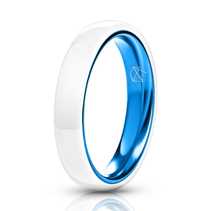White Ceramic Ring - Resilient Blue - 4MM for wholesale by EMBR