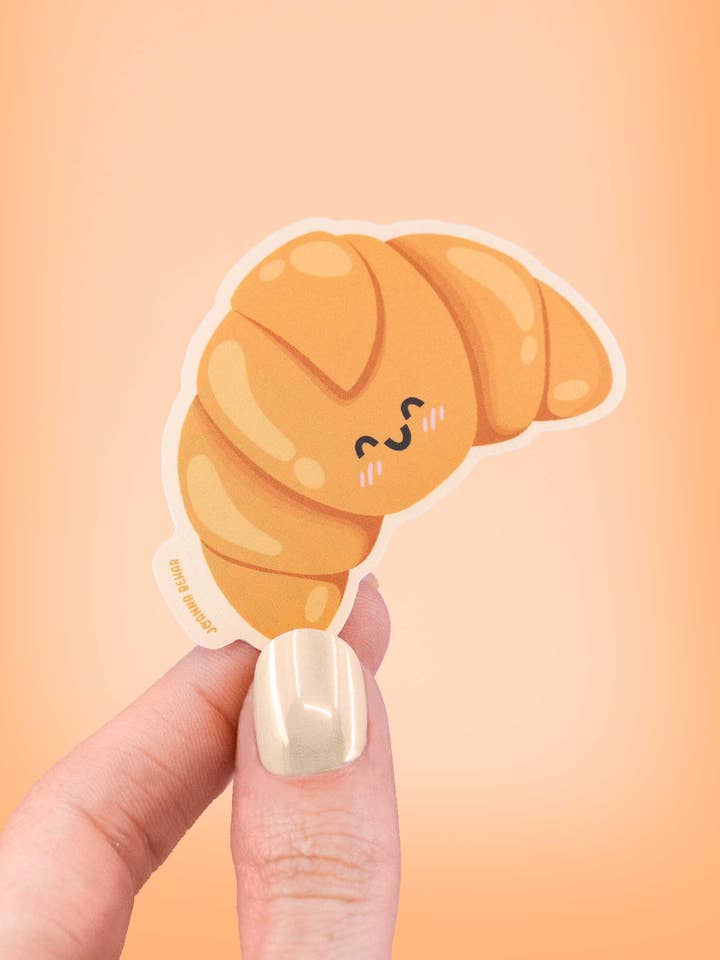 Adesivo in vinile kawaii a forma di croissant per la vendita all'ingrosso da parte di Joanna Behar