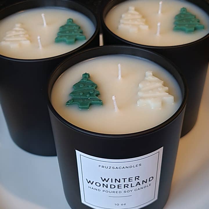 FruzsaCandles - Wholesale Jar/Filled Candle - Winter Wonderland, Pine Scented Candle/ Christmas Tree Scent / Handmade Soy Candle/ Highly scented candle