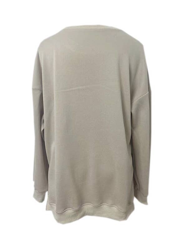 Beige oversized loose leisure fleece sweatshirts for wholesale on Faire