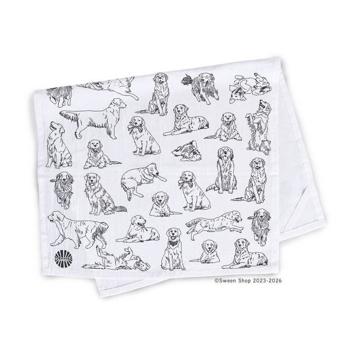 Golden Retriever Tea Towel - 100% Premium Cotton Kitchen Dish Cloth for wholesale by Sween Shop