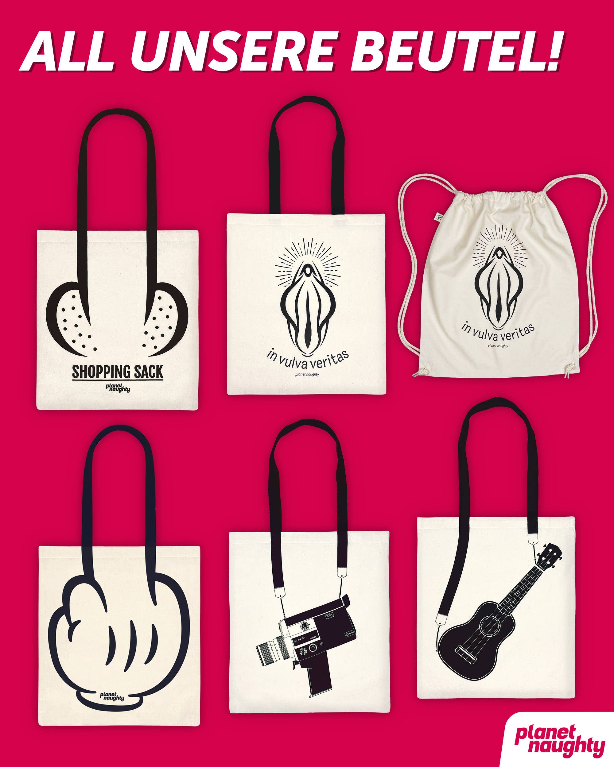 planet naughty - cheeky & funny gifts – wholesale Skämtpresent/liten present – Humoristisk tygväska med långfingerdesign6