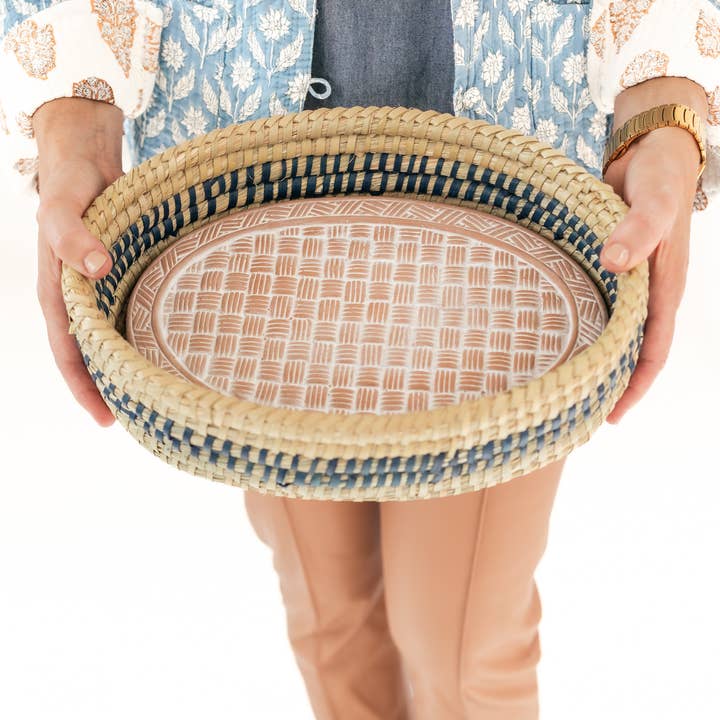 Rahab's Rope - Wholesale Bread Box - Oval Basket Weave Blue Bread Warmer
