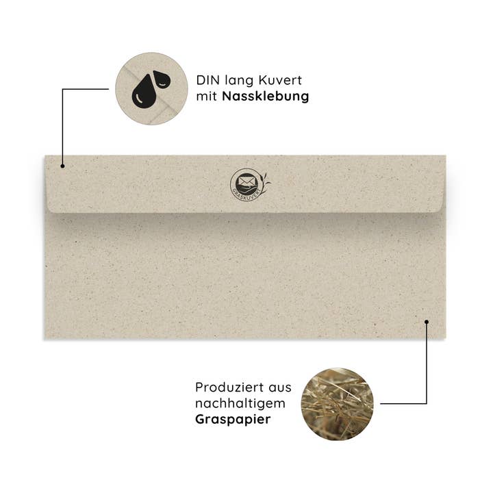 Enveloppes longues DIN en papier herbacé sans fenêtre pour la vente par matabooks