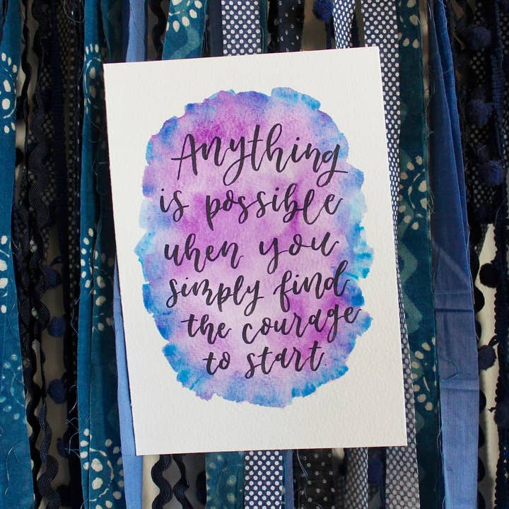 Impressão artística em aquarela tudo é possível, impressão de arte em aquarela 5x7, tudo é possível, citação em aquarela, impressão artística de citação inspiradora por atacado de Paint It Forward