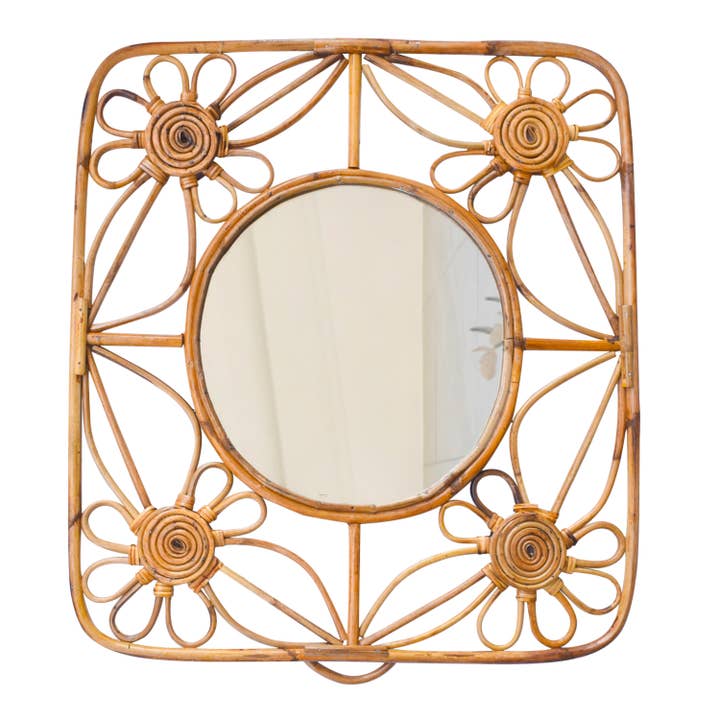 Tiramisu - Wholesale Muurspiegel - 24" wandspiegel van rotan rieten, plankdecoratie/woondecoratie