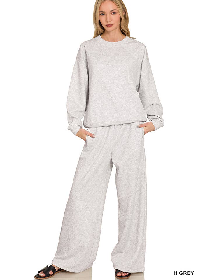 42POPS - Wholesale Lounge Set - Women's - ,..1016 Scuba Crewneck Pullover & Pants 2 Piece Set SI-281962
