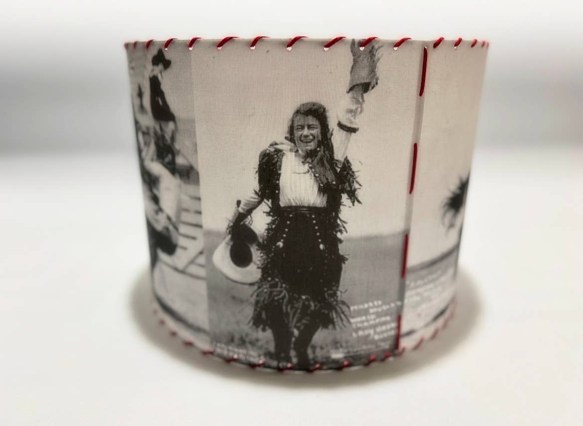 Red Dirt Ranch Clothing Company - Wholesale Lamp Shade - Lampshade Old West Cowgirl Black and White with Red Lacing3
