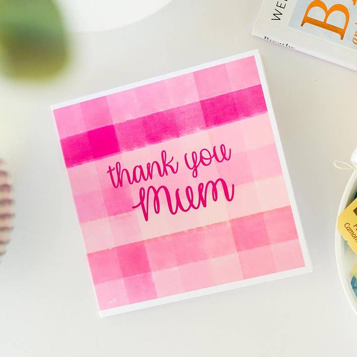 Mother's Day Card - Gingham Pink for wholesale by Elise Gow Designs