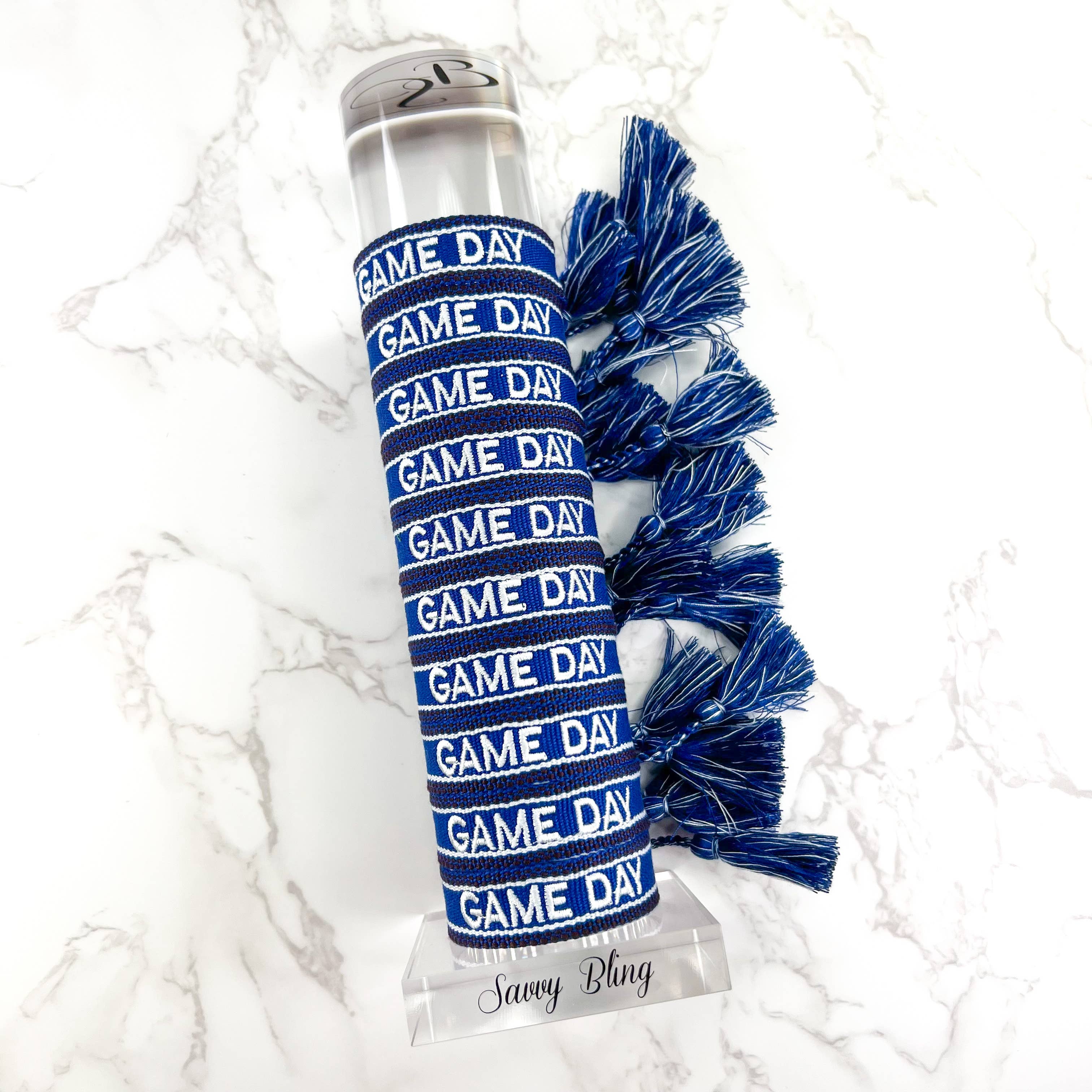 Savvy Bling - Wholesale Woven/Braided Bracelet - Blue Game Day Embroidered Bracelet1