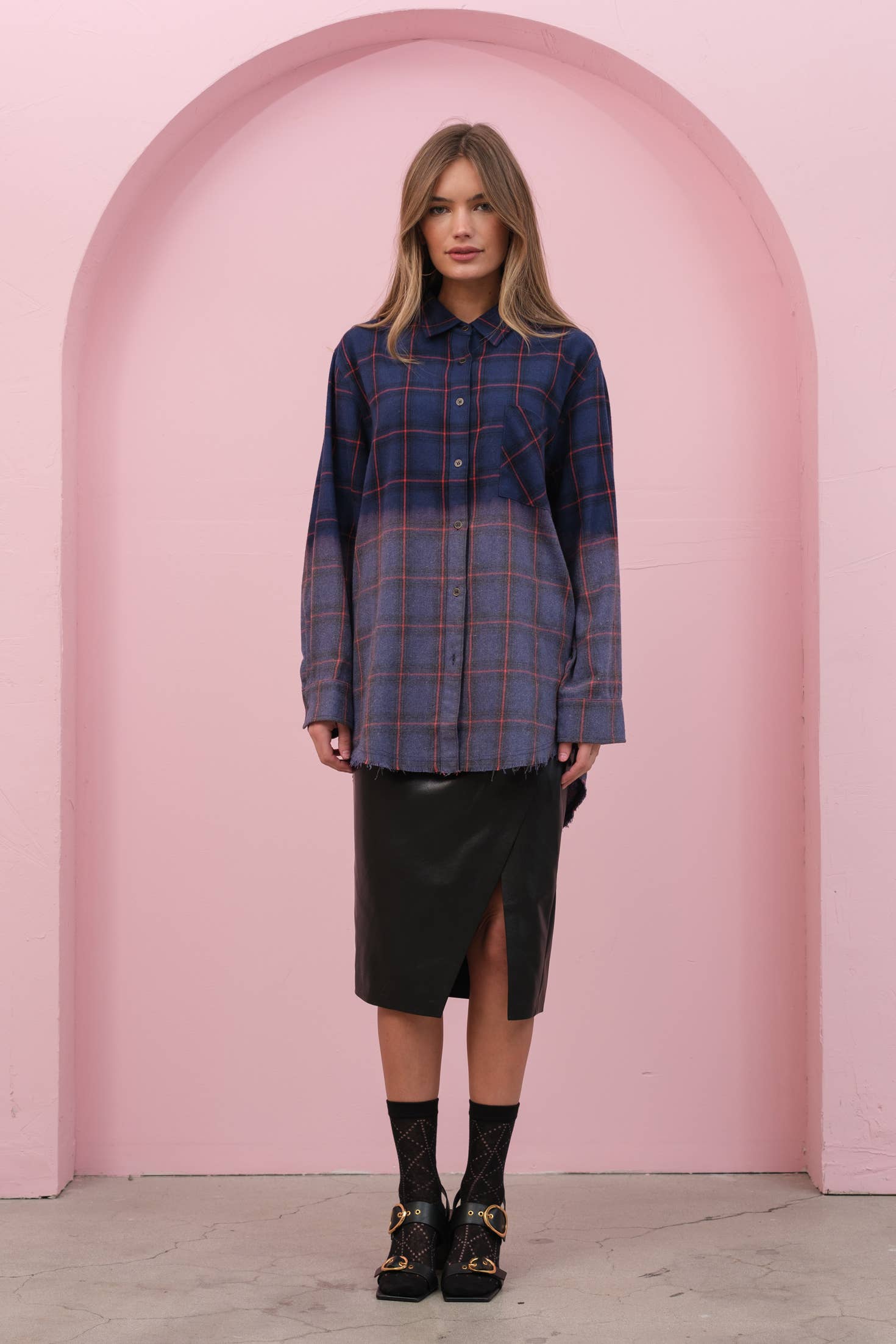 RAISONNEL - Vente Chemise – femme - Chemise à carreaux tie dye - SRT132910