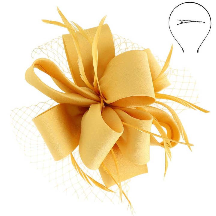 anbfashion - Wholesale Fascinator hat – Women's - Feathered Loopy Bow Sinamay Fascinator H2937FU13