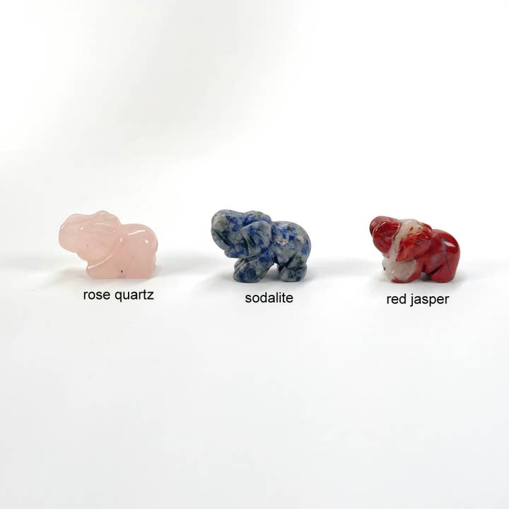 Rock Paradise - Wholesale Spiritual Stone/Crystal - Crystal Gemstone Elephants - Side Drilled - Choose Stone
