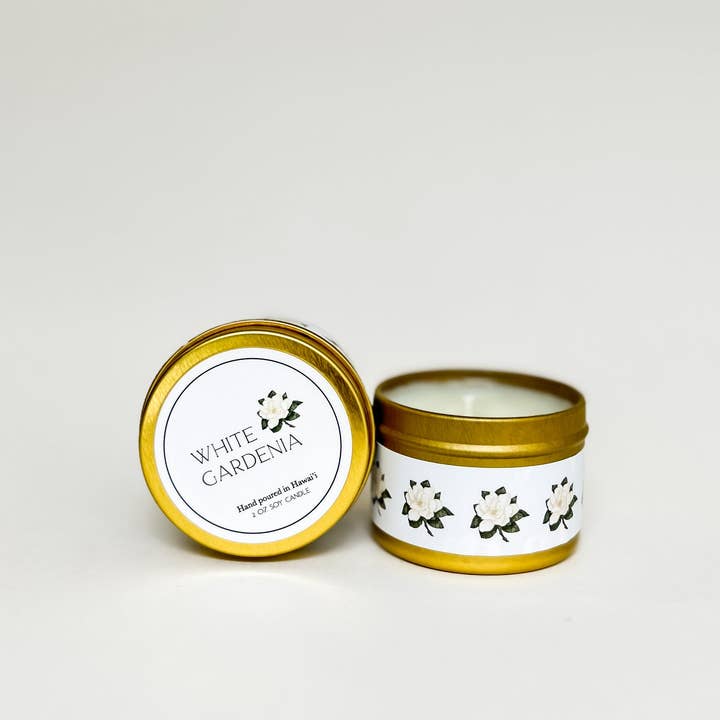 Bougie Gardenia Blanche 56 g pour la vente par Jules and Gem Hawaii