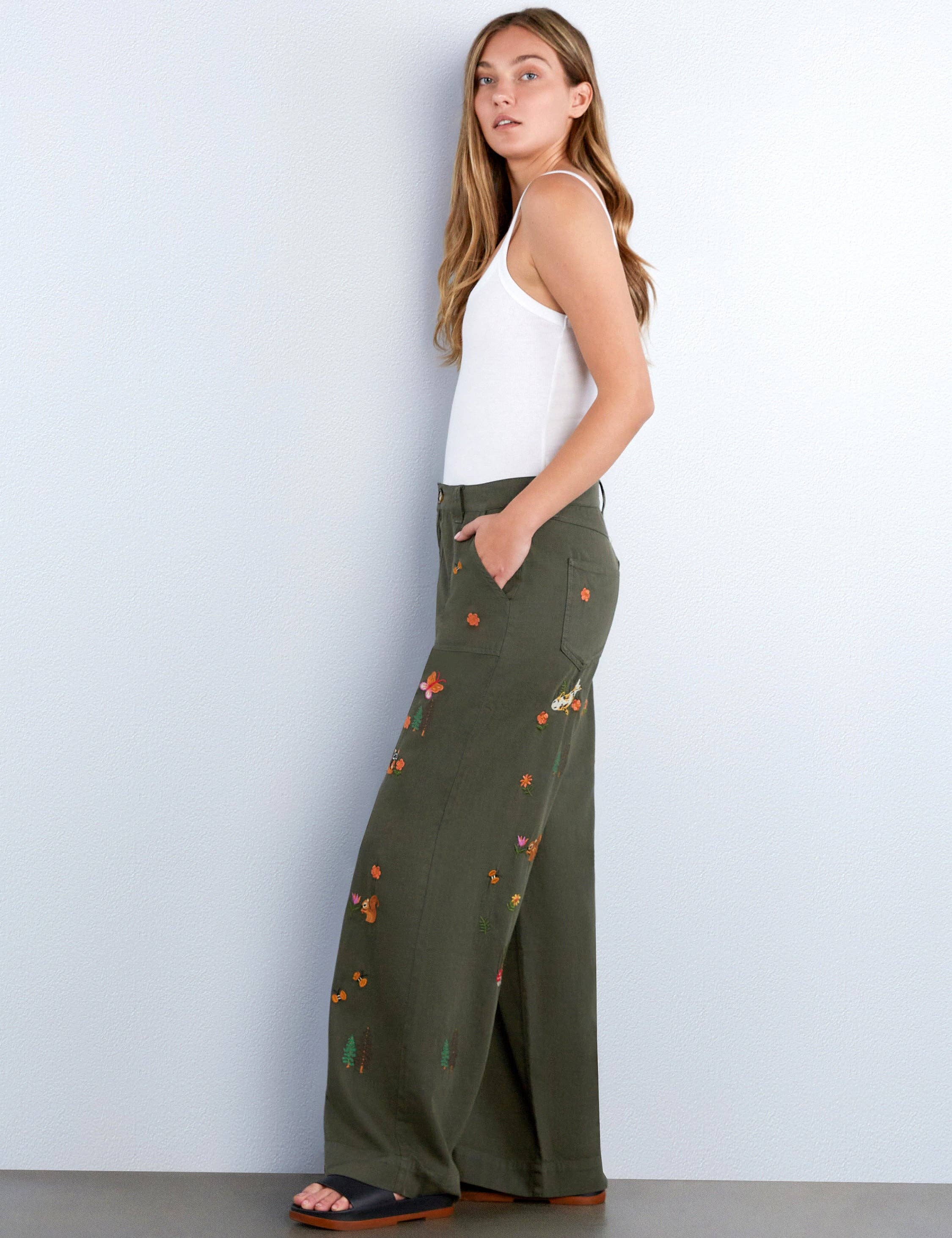 Army Magical Forest Embroidered Pants for wholesale on Faire1