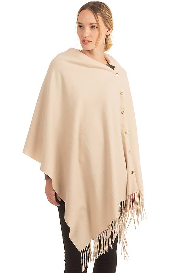 Cap Zone - Vente Poncho – femme - Poncho en forme de châle à bouton-pression en or simpliste3