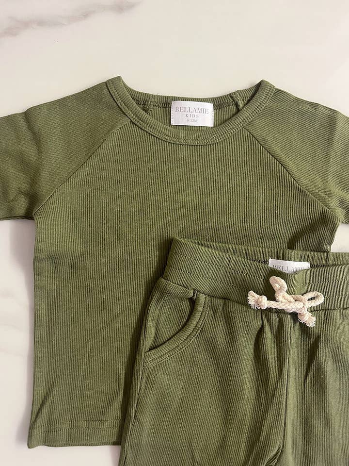 Fine Ribbed Set | Pine for wholesale by Bellamie Kids