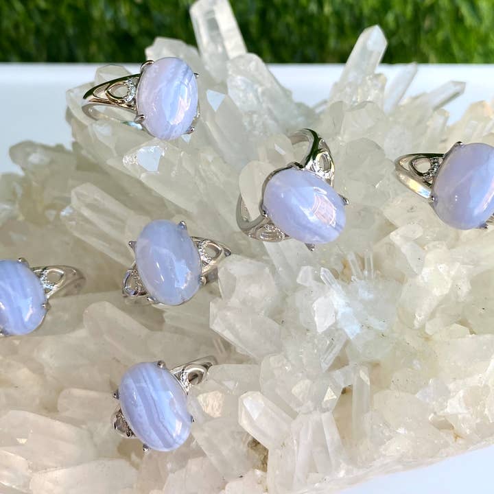 KayleeNYC – wholesale Single stone/solitaire ring – Natural Blue Lace White Bronze rings1