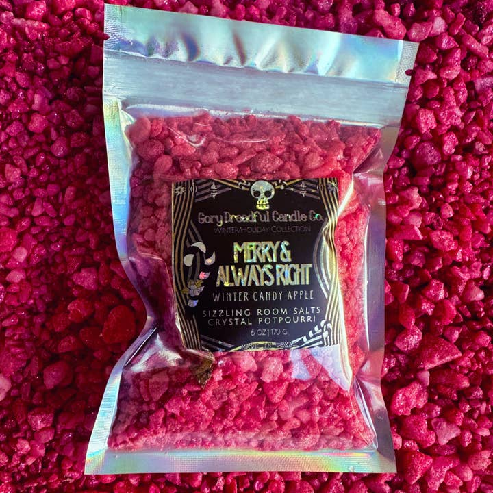 Merry and Always Right Sizzling Room Salt Crystal Potpourri: Winter Candy Apple Scent for wholesale by Gory Dreadful Candle Co