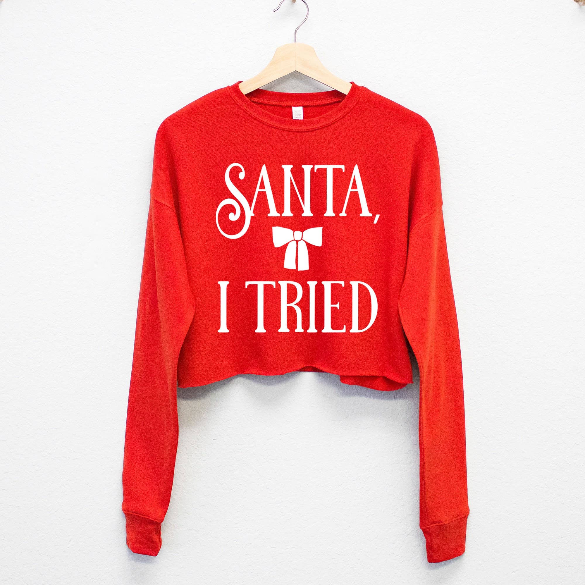 Nobullwoman Apparel - Wholesale Graphic Sweatshirt - Women's - Naughty or Nice-ish Cropped Ugly Christmas Sweater for Women4