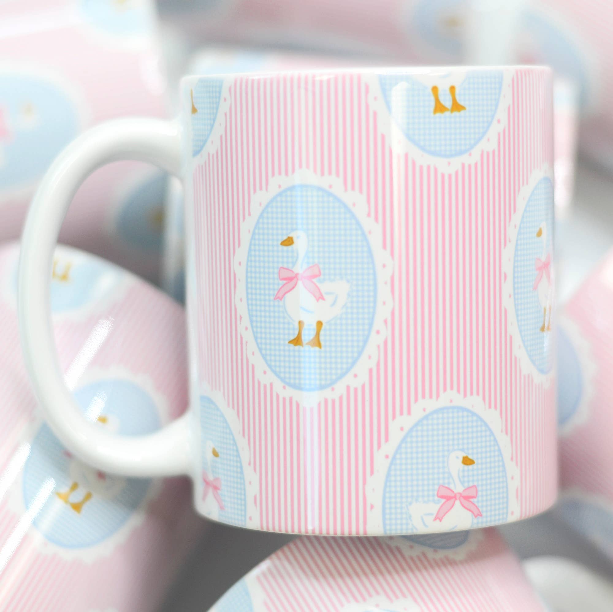 Mugsby - Wholesale Coffee Mug - Seersucker Coquette Goose Ceramic Mug, Grandmillenial0