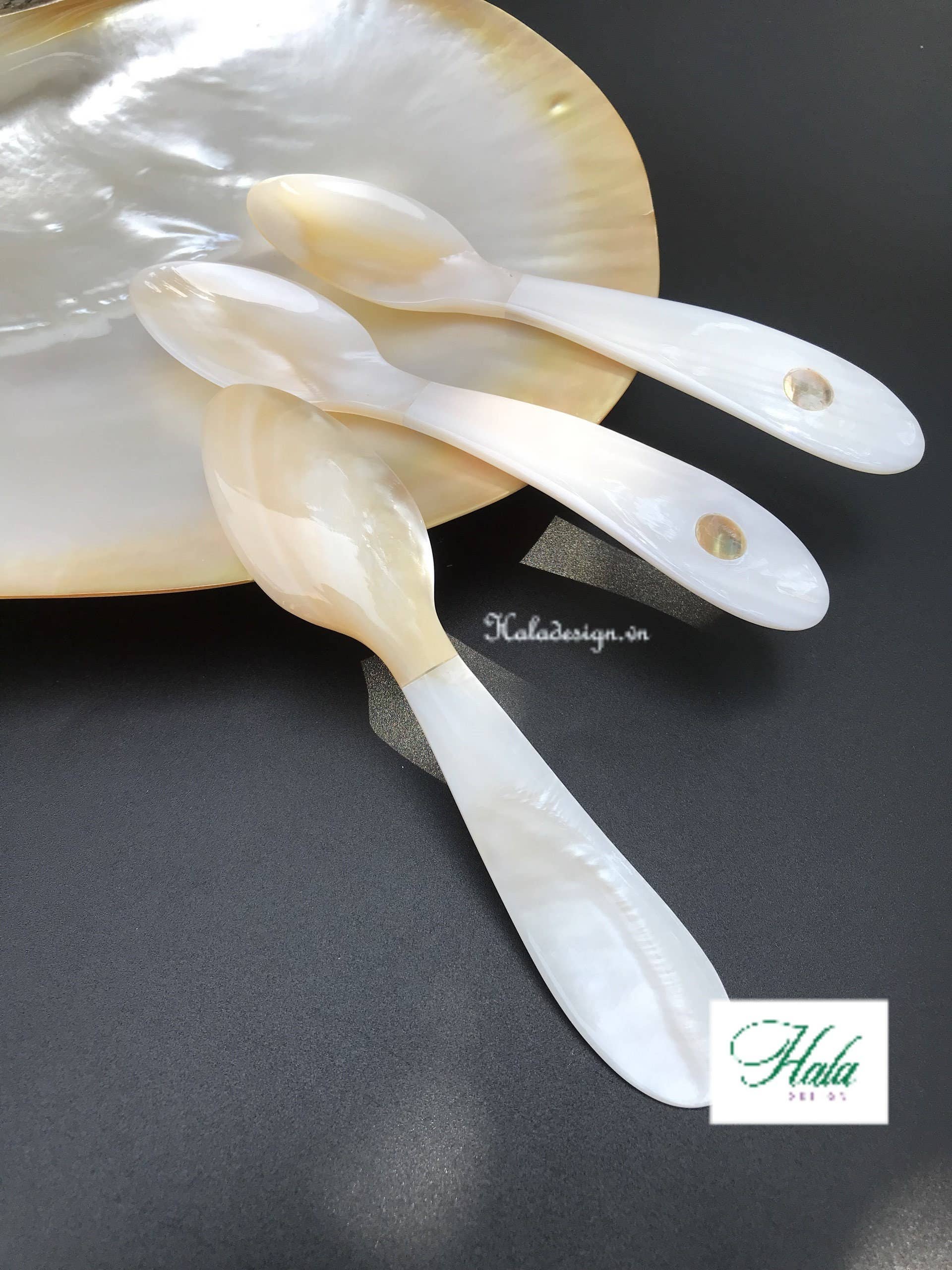 Hala Design - Wholesale Table Spoon (Cutlery) - Mother of Pearl and Golden Oyster Caviar with Abalone Spoon4