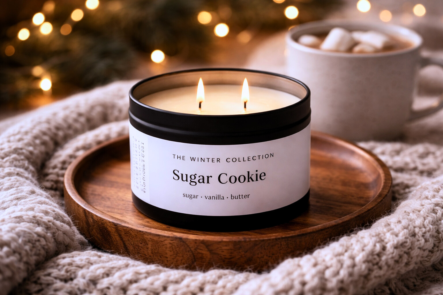 Bold Space Candle Co. - Wholesale Jar/filled candle - Sugar Cookie - 6 oz. Matte Black Soy Candle Tin1
