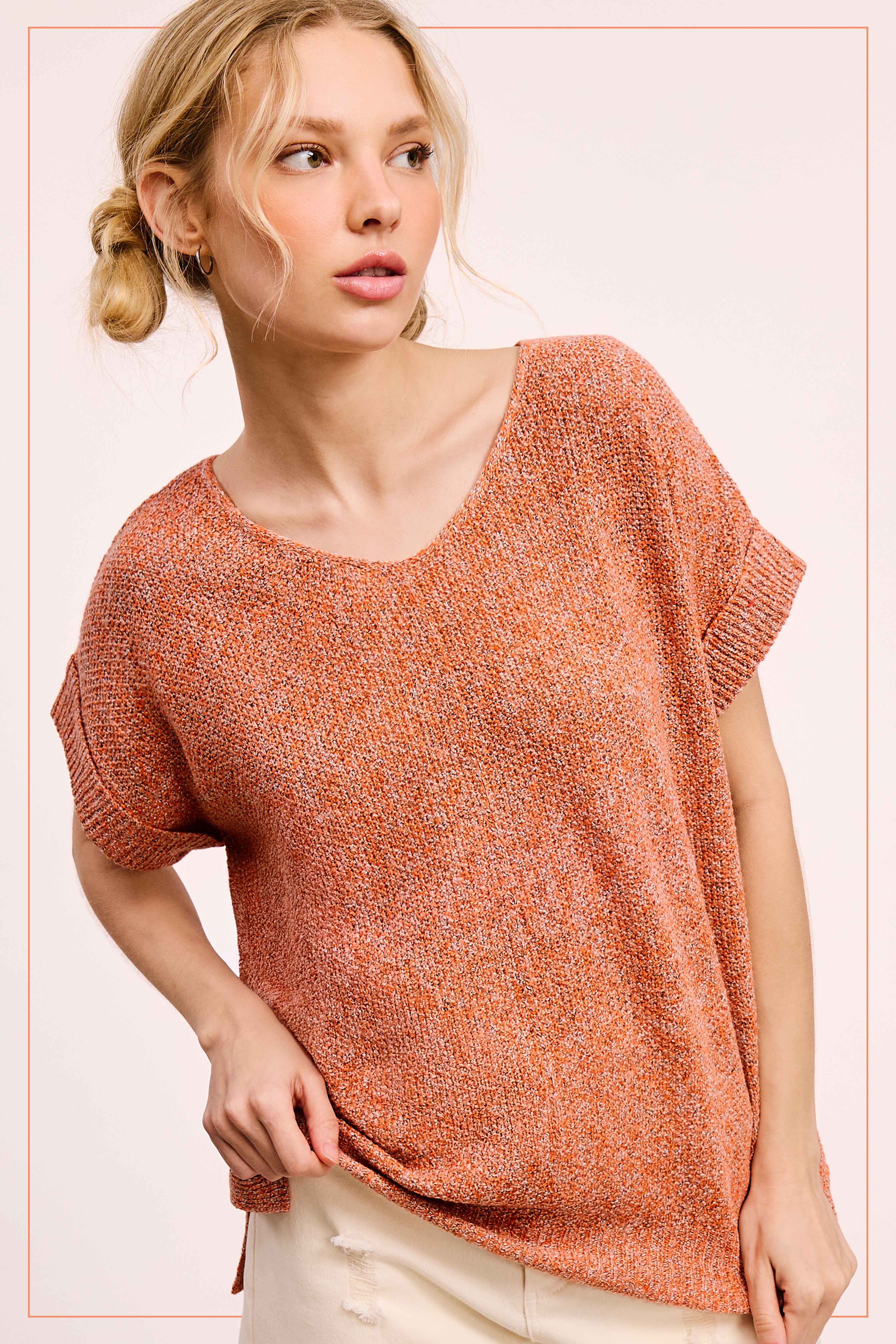 La Miel - Wholesale Knit Sweater - Women's - MCS3580-Soft Lightweight Loose Fit Textured Pullover Sweater9