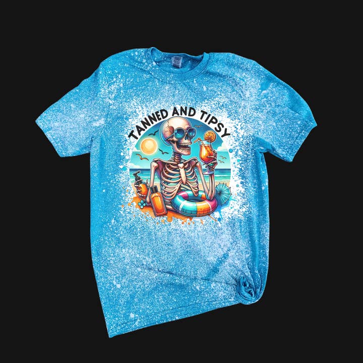 Tanned and typsy bleach tee, Summer tee, Skeleton tee for wholesale by Ducky's Closet