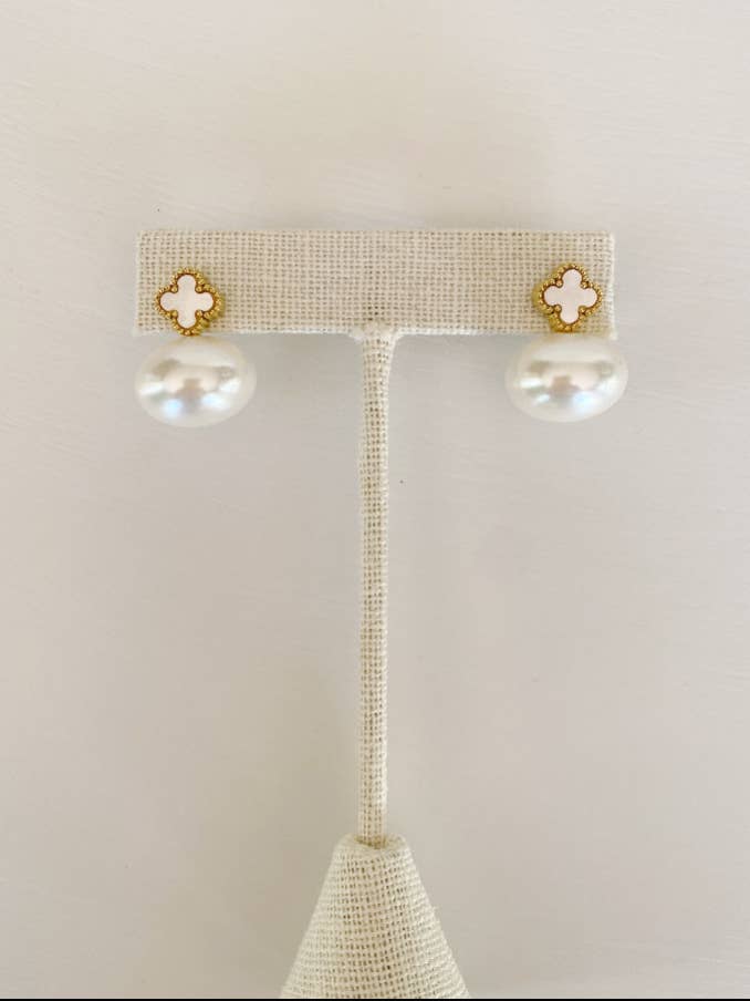 Clover and Pearl earrings for wholesale by Summer Love Designs