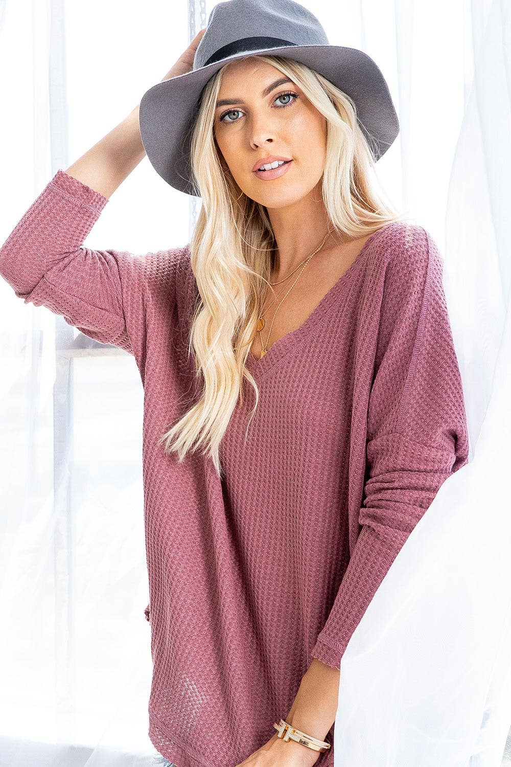 Sweet Lovely by Jen - Vente Haut en maille – femme - SW277 COL V MANCHES LONGUES DOLMAN33