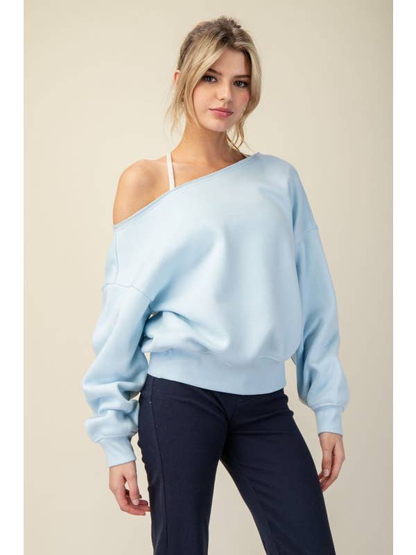 Sunday Morning – wholesale Sweatshirt – Women's – T6899PL37 PLUS SIZE OFF SHOULDER FRENCH TERRY FLEECE TOP20