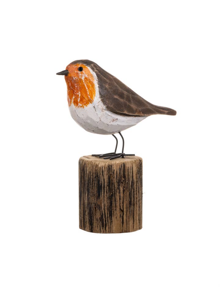 Alert Robin On Log for wholesale by Shoeless Joe Ltd