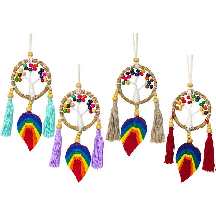 Árbol de madera envuelto en hilo bohemio para colgar en la pared para venta al por mayor de Kheops International