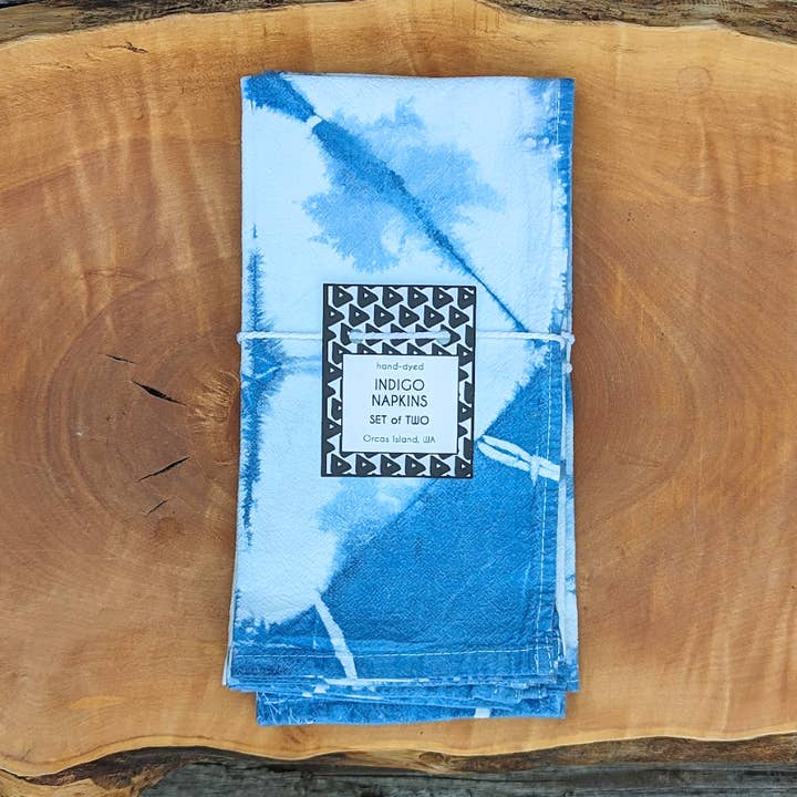 Pyramidal Napkins - Indigo-Dyed Cotton Flour Sack Napkins, S for wholesale by Multiform
