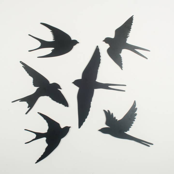 Swallows Set of 6 Grey Silhouettes for wholesale by Originals International Ltd