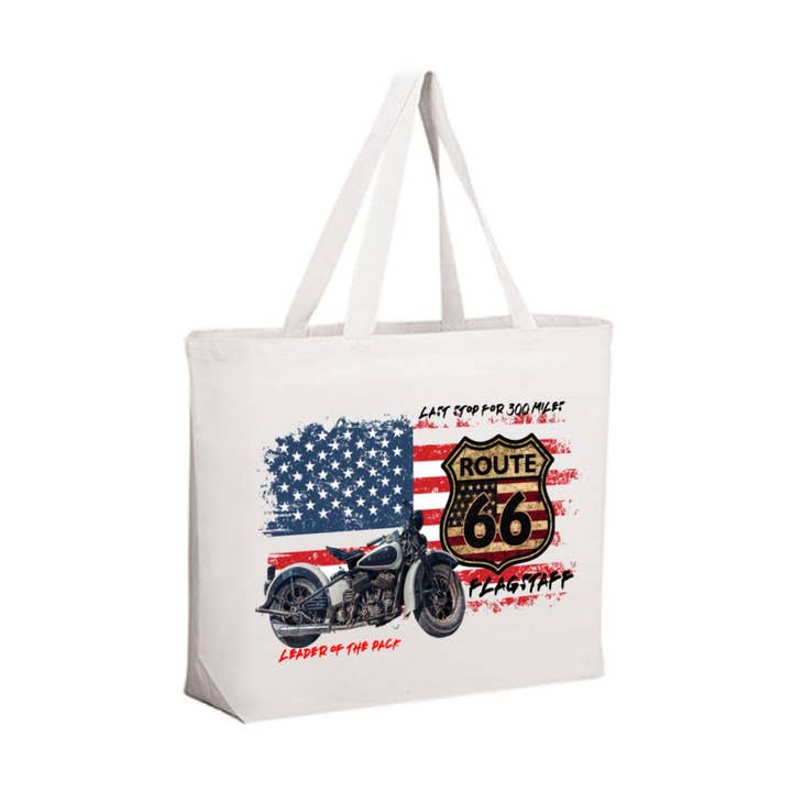 Route 66 Flag Art Tote Bag Grocery Beach bag for wholesale by BMS BIZ