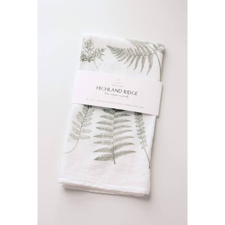Highland Ridge | Handmade Home Decor - Wholesale Tea Towel - Fern Fronds Tea Towel3